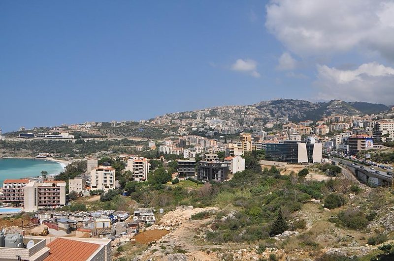 The hills of Sahel Alma stepping down to the Mediterranean at Jounieh